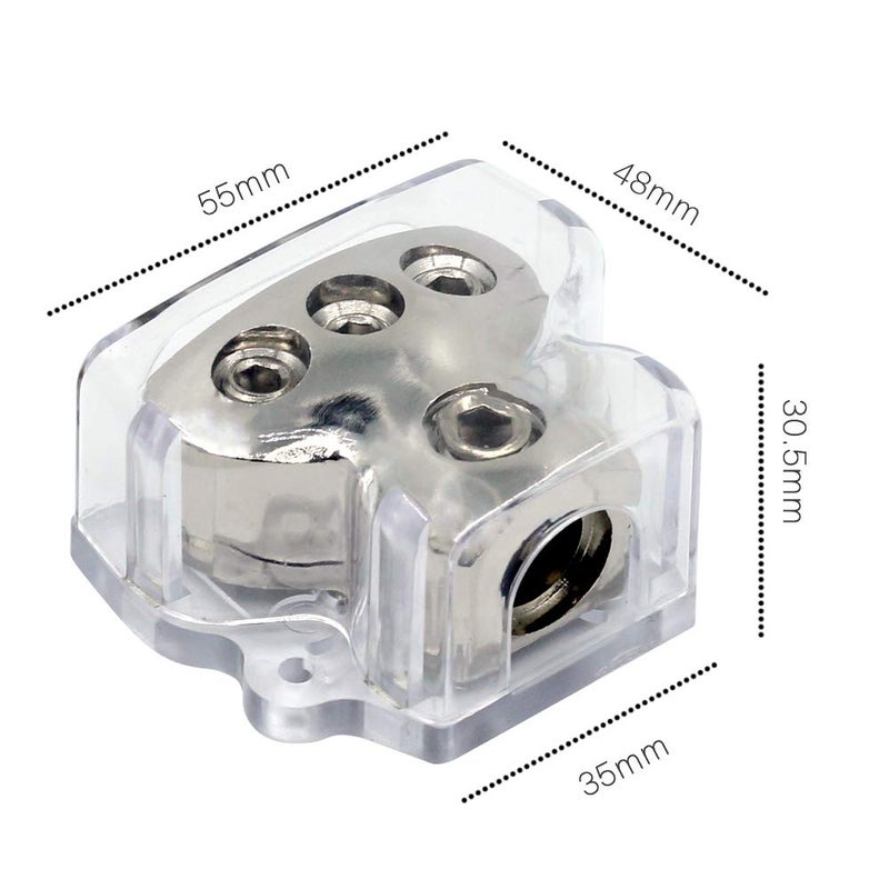 ZOOKOTO 1X0GA In/3X4GA Out Power Distribution Block, Auto Car Audio Amplifier 1 in 3 Ways Fuse Holder Circuit Protector (3 Way) - Image 4